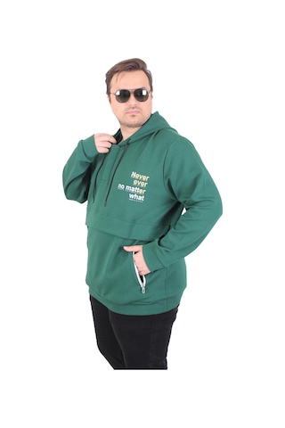 Moc Grande Mocgrande Büyük Beden Kapüşonlu Sweat Double Face Never 25706 Neftı Neftı