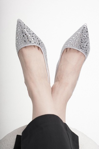 Stilbagshoes Jenny İthal Taş Detaylı Arka Açık Kadın Topuklu Ayakkabı Gümüş GÜMÜŞ