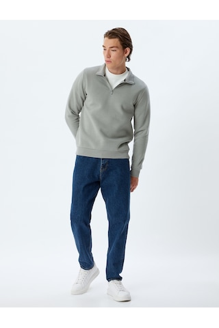 Koton Yarım Fermuarlı Yaka Sweatshirt Uzun Kollu Pamuk Karışımlı Gri 5wam70002mk Gri