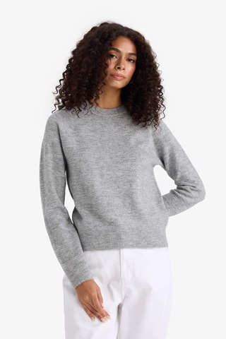 Defacto Regular Fit Bisiklet Yaka Basic Düz Soft Touch Yumuşak Triko Kazak D8678ax25wngr456 Gri-gr456