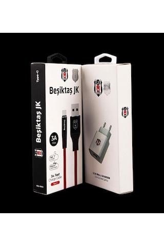 Beşiktaş Lisanslı Type-c Data-şarj Kablosu Ve Şarj Adaptörü 1 Metre