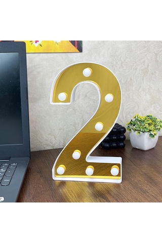 Dekoratif Led Işıklı 3D 2 Rakamı Büyük Boy Organizasyon Doğum Günü Kutlama