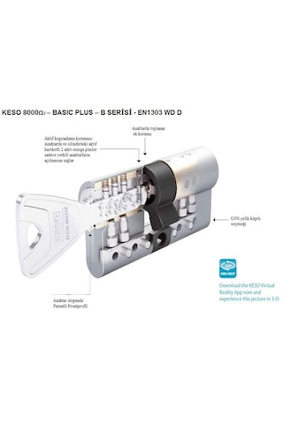 Keso K8000 Ω 2 - Basıc Plusserisi - Mandallı Yüksek Güvenlik Silindiri