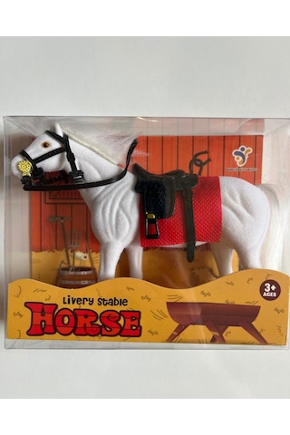 Floklu At Hayvan Oyuncak Beyaz At Horse Kaliteli Ve Gösterişli At 14 Cm X 11 Cm