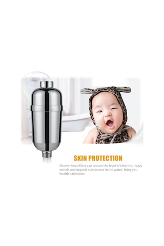 Konesam 15 Aşama Klordan Korumalı Duş Filtresi - Sabit, Yağmur Ve El Tipi Duş Basınçlarına Uygulanabilir - Sağlıklı Su İçin Chrome Kaplama Gümüş