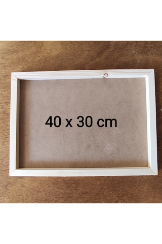 40x30cm Ham Ahşap Çerçeveli Pano Camsız - Arkalığı Sabit