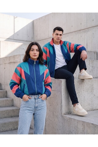 Veraura Lifestyle Kadın - Erkek 80'ler Dönemi Retro Ceket Çok Renkli