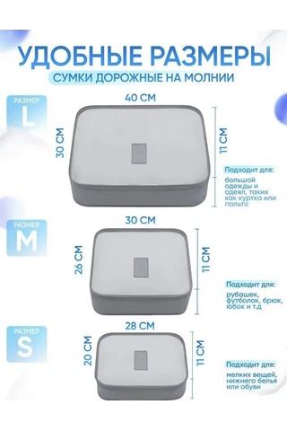 Organajzer Doroznyj Seyahat Organizatörü, Bavul Seti 170658683 Gri