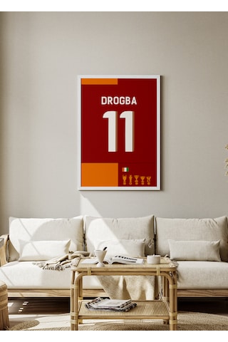 D.drogba 11 Poster Tablo Beyaz Çerçeveli
