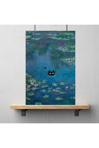 Claude Monet Nilüferler Kara Kedi Posteri Çerçevesiz