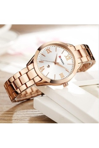 Novahub Beyaz Curren Kadın Saat 9007, Çelik Bilezik, Tam Takvim, Su Geçirmez, Relogio Feminino Beyaz