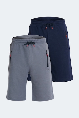 Slazenger Osaku 2 Li Set Erkek Şort Lacivert - Koyu Gri