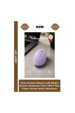 Özel Üretim Mouse Çift Modlu Sessiz Kablosuz Fare Tm17 Mor Cihaz Faresi Akıllı Aksesuar