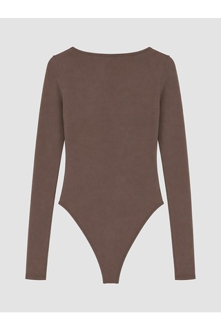 Lcw Vision Kahverengi U Yaka Kadın Bodysuit