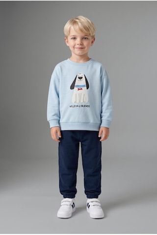 Defacto %100 Pamuk Köpek Baskılı Sweatshirt Üst Lastikli Paça Alt 2li Takım Erkek Bebek H8482a526aube343 Mavi-be343