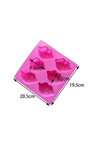 Kek Kalıbı Dudak Şekilli Silikon Çikolata, Sabun, Epoksi, Reçine Ve Pasta Kalıbı 6 Bölmeli Goldcakes