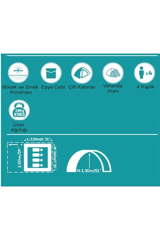 Bestway Pavillo 68091 Activeridge 4 Kişilik Çadır Mavi