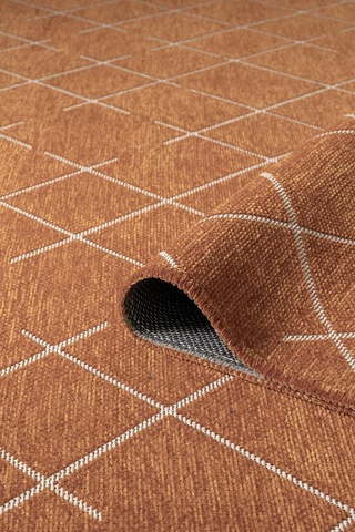 Malta Mlt01t Turuncu Dekoratif Şönil Kilim Geometrik Desen Yıkanabilir Yumuşak Kaymaz Taban Halı