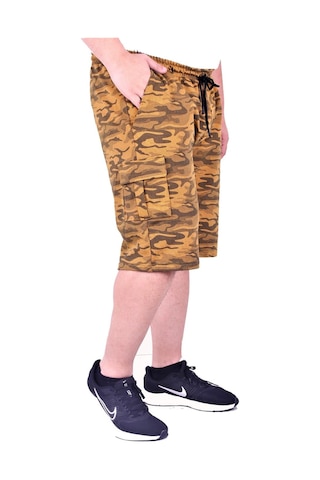 Moc Grande Mocgrande Büyük Beden Pastel Camouflage Likralı Erkek Penye Şort 23609 Hardal