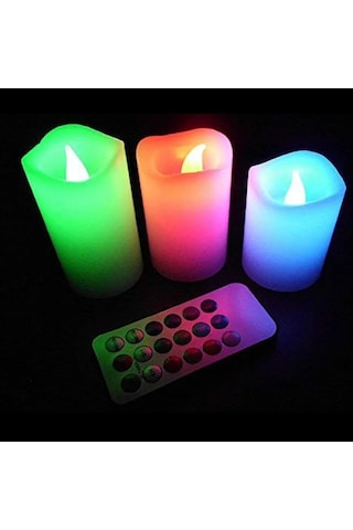 Led Remote Control Electronic Candle Kumandalı Renkli Işıklı Mum 3lü Set Işıklı Mum Romantik Dekor Mum
