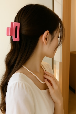 Pembe Renk Televizyon Model Mandal Saç Tokası 11 Cm - Şık Ve Dayanıklı Pembe