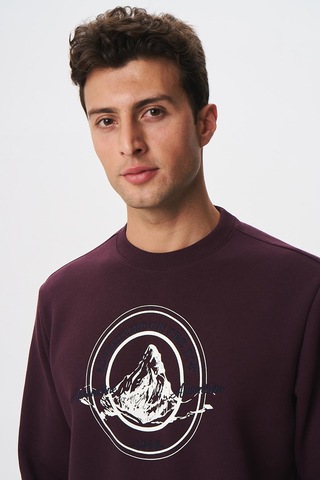 AR-MA Arma Baskılı Yazılı Regular Fit Şardonlu Erkek Bisiklet Yaka Sweatshirt K28124602901 Bordo