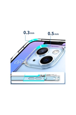 Vendas Apple Uyumlu iPhone 14 Kılıf M-safe Şarj Özellikli Şeffaf Sert Pc Zore Embos Kapak + Hayalet Ekran Koruyucu Şeffaf