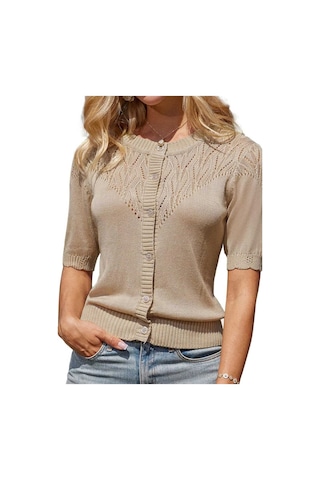 Youknitwear You Wanda %100 Pamuk Triko Hırka Kahverengi
