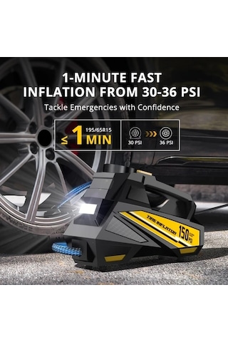 Fastbuy Turcoshop11 Carsun 150psı Taşınabilir Kompresör Dijital Lastik Pompası Led Işık 3 Nozul 12v