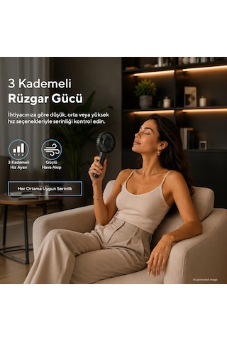 Kumtel Şarj Edilebilir Mini El Vantilatörü Type-c Şarjlı 3 Kademeli 400 Mah Hff-02c