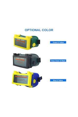 Vkemall Solar Ve Batarya Çift Besleme, Otomatik Işık Regülasyonlu, Çift Lensli, Uyarlanabilir Şeritli, Argon Çeliği Kaynak Gözlüğü - Koyu Yeşil