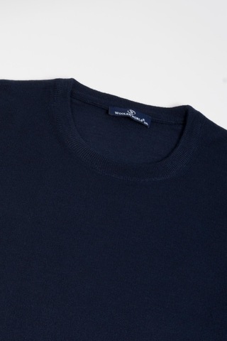 Woolen World Bisiklet Yaka Battal Büyük Boy Yünlü Triko Kazak Lacivert