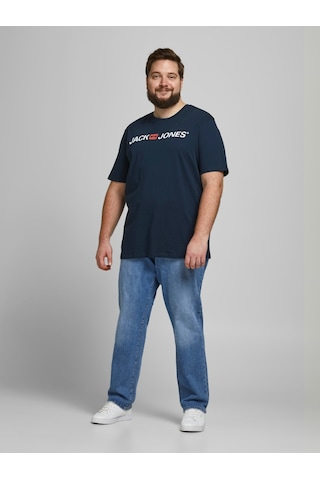 Jack & Jones Jack&Jones Sıfır Yaka Büyük Beden Lacivert Erkek T Shirt 12184987 001