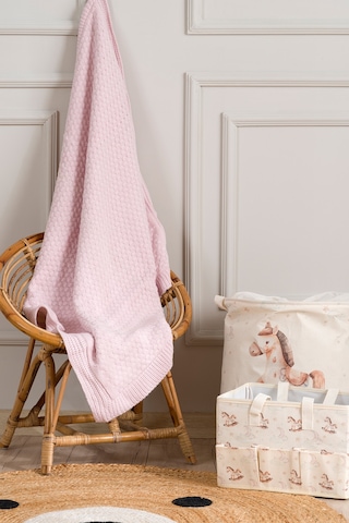 Toffy Toz Pembe Düz Örgü Bebek Battaniyesi 100x100 Pembe