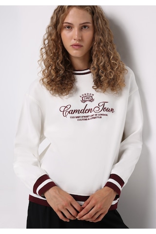 Colin's Colins Regular Fit Yuvarlak Yaka Nakışlı Kadın Beyaz Sweatshirt Cl1076359 Q1.v2 Ofw Beyaz