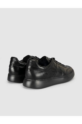 Cabani Siyah Hakiki Deri Erkek Sneaker Ayakkabı