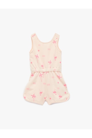 Koton Pamuklu Bisiklet Yaka Flamingo Baskılı Askılı Tulum Pembe Desenli 6smg30003ak Pembe