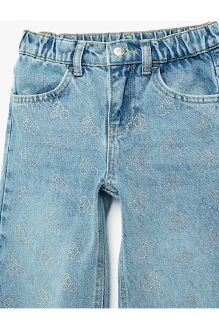 Koton Pamuklu Bol Kalıp Cepli Geniş Paça Denim Pantolon Orta İndigo 6smg40014ad