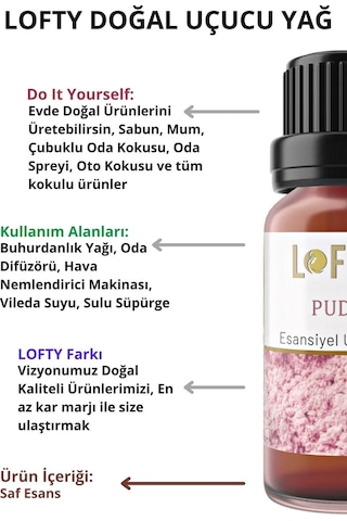 Lofty Pudra Lavanta Amber Uçucu Yağ Buhurdanlık Esansı Oda Kokusu 10 ML