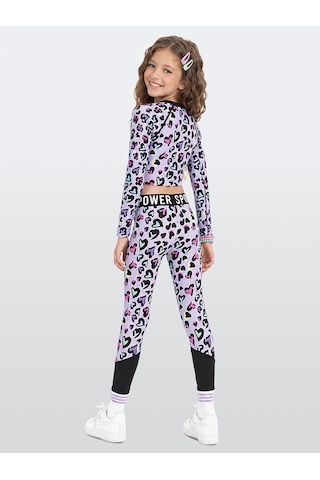 Deno Kids Denokids Kız Çocuk Spor Takımı Leopar Desen Crop Üst Ve Sporcu Tayt 6-11 Yaş Çok Renkli