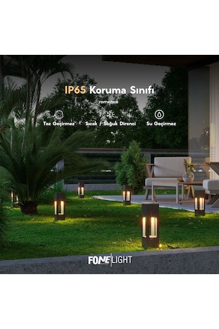FoneLight AKA Set Üstü 35 cm LED Bahçe Yol Aydınlatması Antrasit Alüminyum IP65 Peyzaj Aydınlatma Armatürü 3000K
