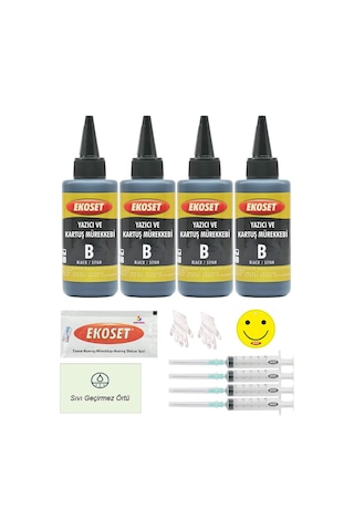 Ekoset Canon Uyumlu Bitmeyen Kartuş Mürekkebi Siyah 4'lü Set