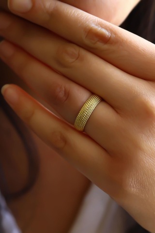 Semiz Altın Lazerli Taşsız Altın Alyans