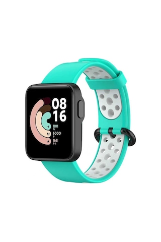 Ekılıf - Xiaomi Redmi Watch 2 Lite Uyumlu - Kordon Silikon Kordon Krd-02 - Yeşil-beyaz
