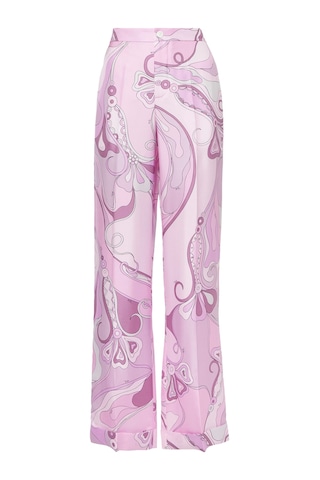 Pucci Orkide Desenli Ipek Twill Pantolon Pembe
