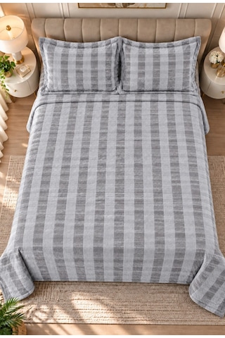 Kapreo Home Hennesey 3 Parça Comforter Yorgan Yatak Örtüsü Seti Çift Kişilik 240x260 Gri