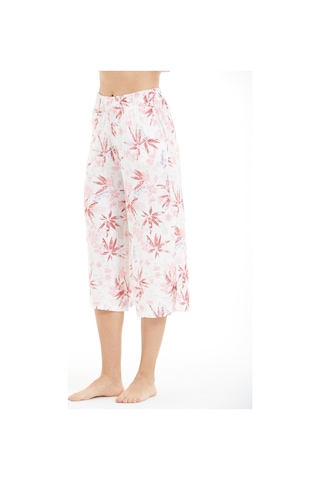 Lılac Kadın %100 Viskon Çiçek Desenli Pijama Altı Capri Bej-pudra Pembe Bej-pudra Pembe