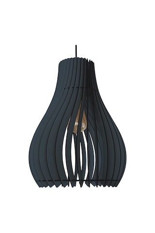Vialux Modern Ahşap Bohem Rustik Avize Tekli Sarkıt Lamba Antrasi Antrasit