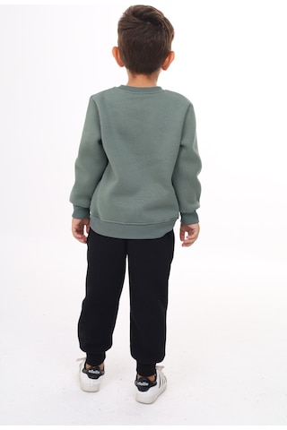 Toontoy Kids Toontoy Erkek Çocuk 2'li Takım Baskılı Bisiklet Yaka Asimetrik Sweatshirt & Beli Paçası Lastikli Cepli Jogger Eşofman Altı Yeşil