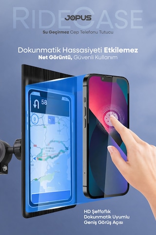 Jopus Su Geçirmez Kılıf Telefon Tutucu Motosiklet, Bisiklet, Scooter, ATV Uyumlu Gidon Bağlantılı JO-AT112